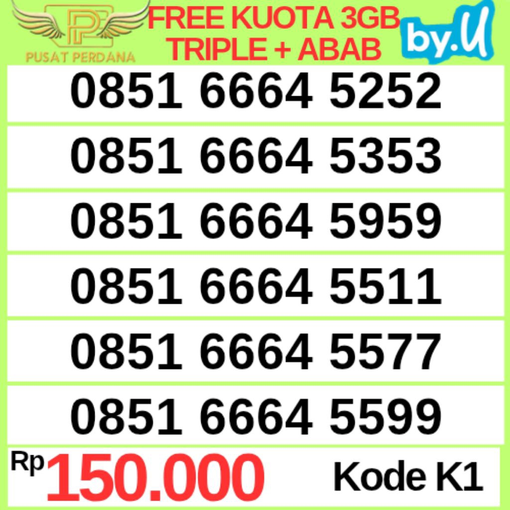 Spesial Nomor / Nomer Cantik Kartu Perdana By U Telkomsel