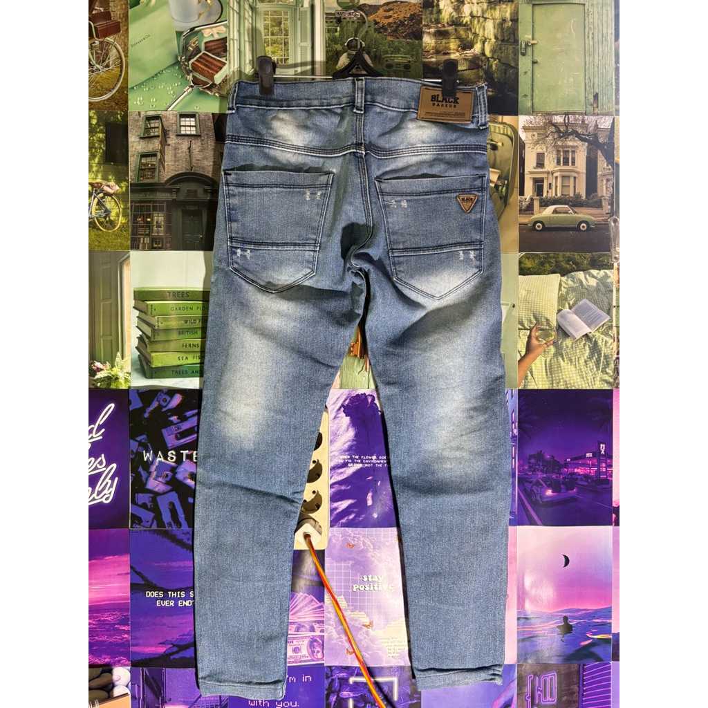 Black Bageur Ripped Riding Jeans Size 28 Preloved