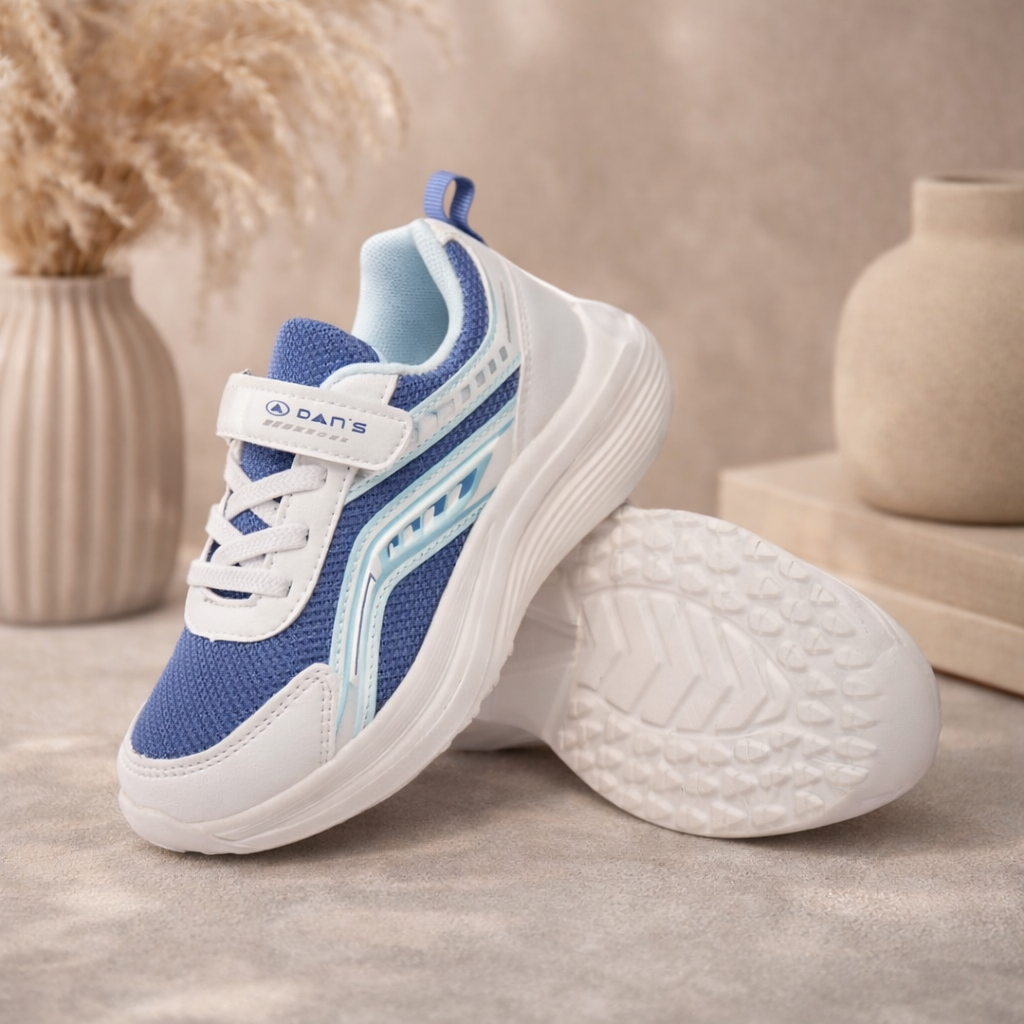 GRIYA AL FARISI - Sepatu DANS Anak Cowok Sneakers Ringan Evolle Biru-Putih