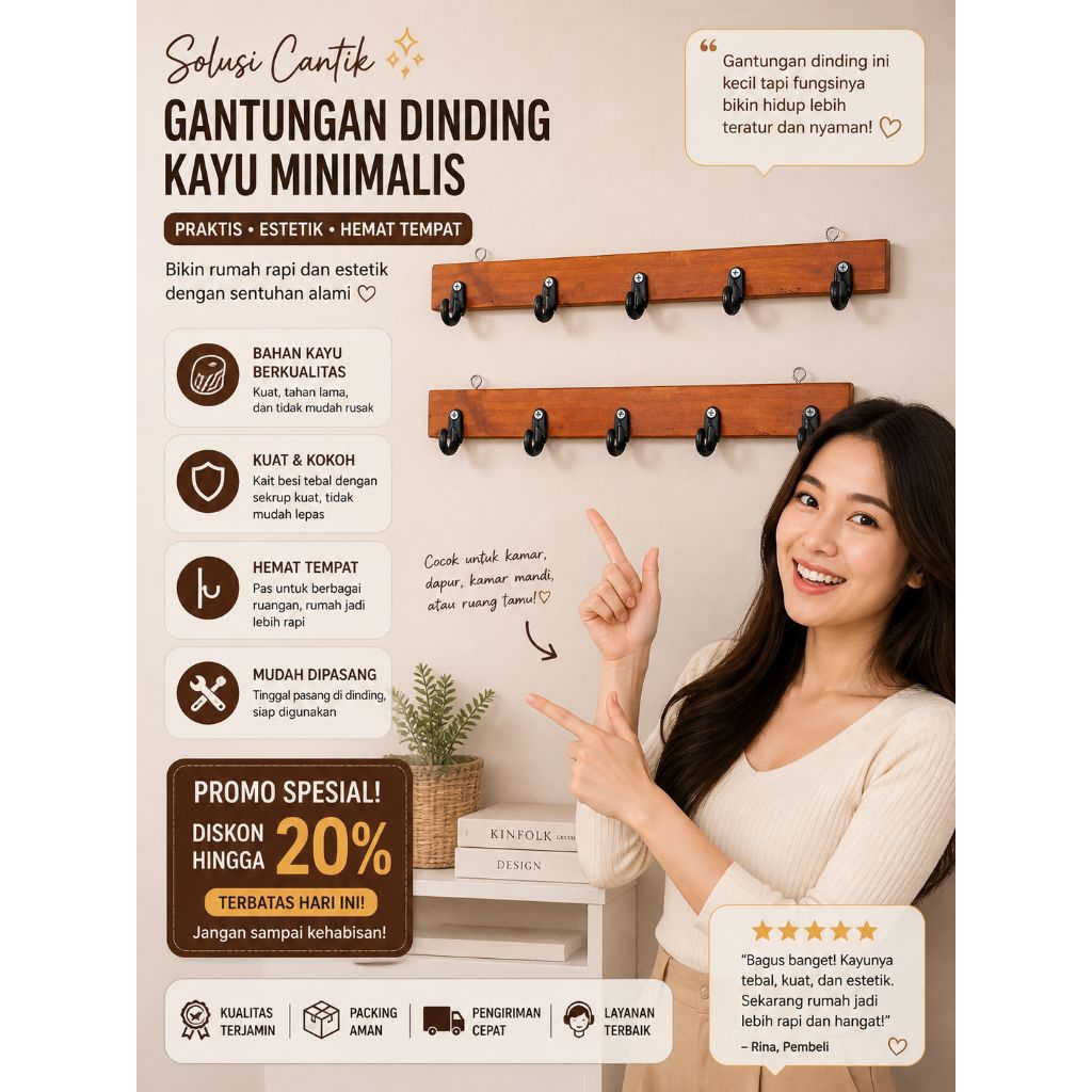 Gantungan Baju Kayu Minimalis