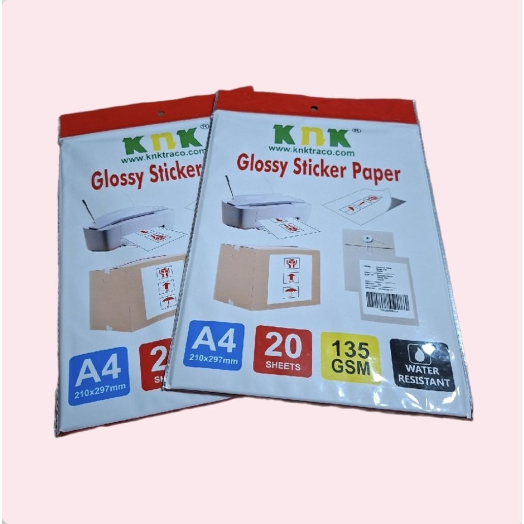 (1Pak) Glossy Sticker Paper Foto A4 KNK 135 Gsm/Kertas Foto