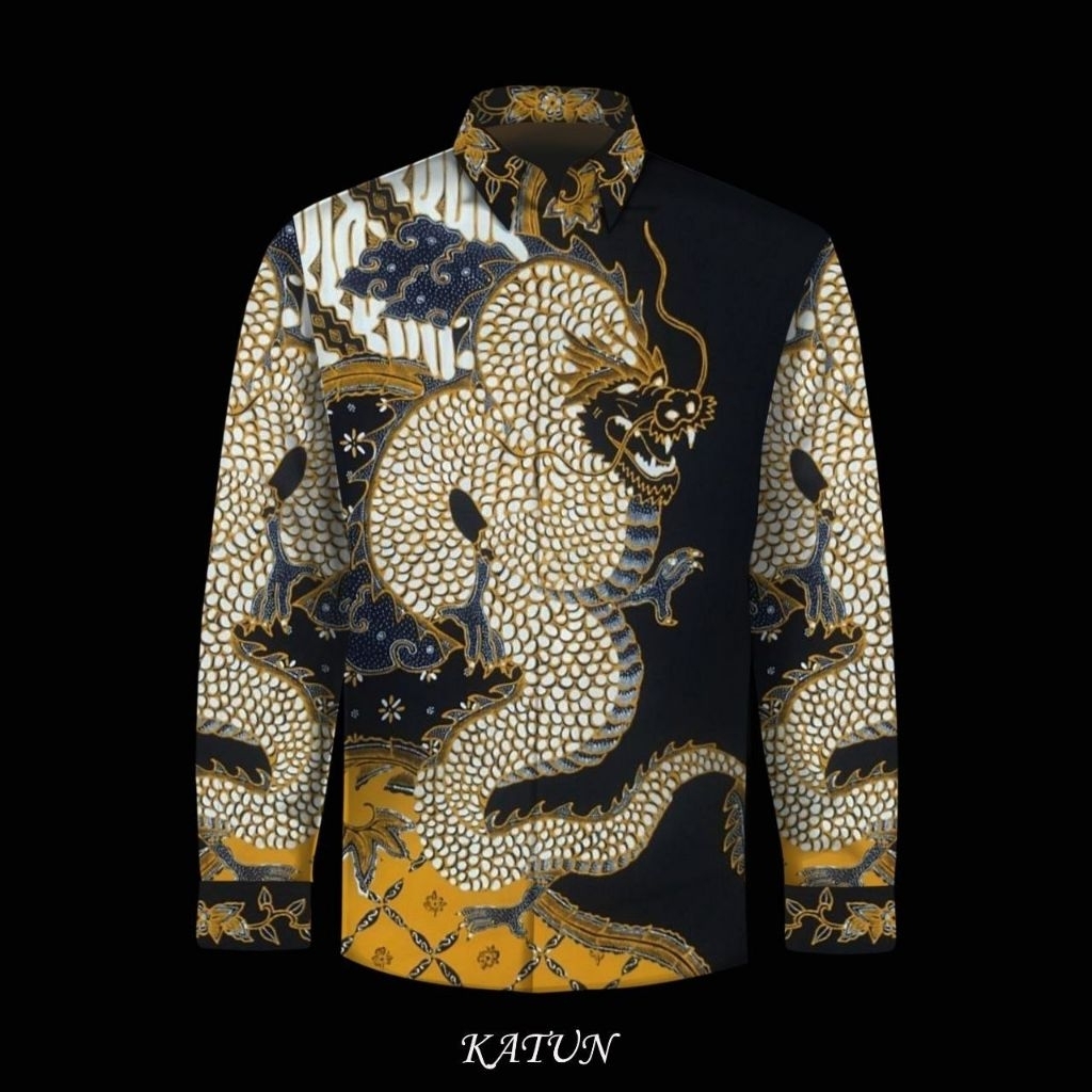kain batik tulis pria bahan katun motif naga
