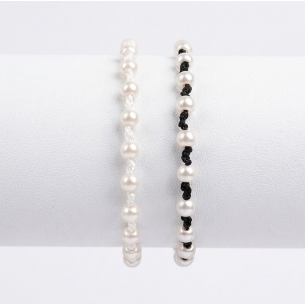 Gelang Mutiara Tali Serut Handmade - Gelang Couple Aesthetic Korean Style
