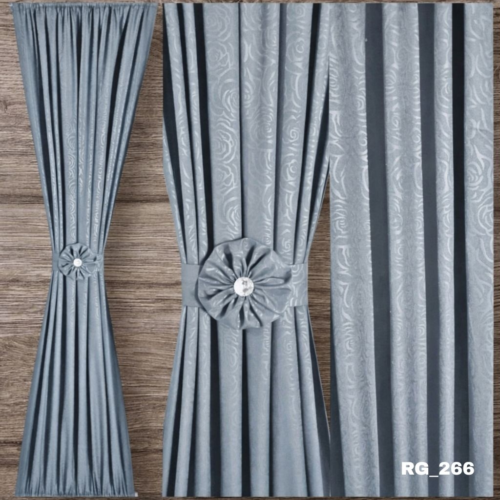 Gorden Jendela Estetik Motif Bunga | Katun Embos Minimalis Premium