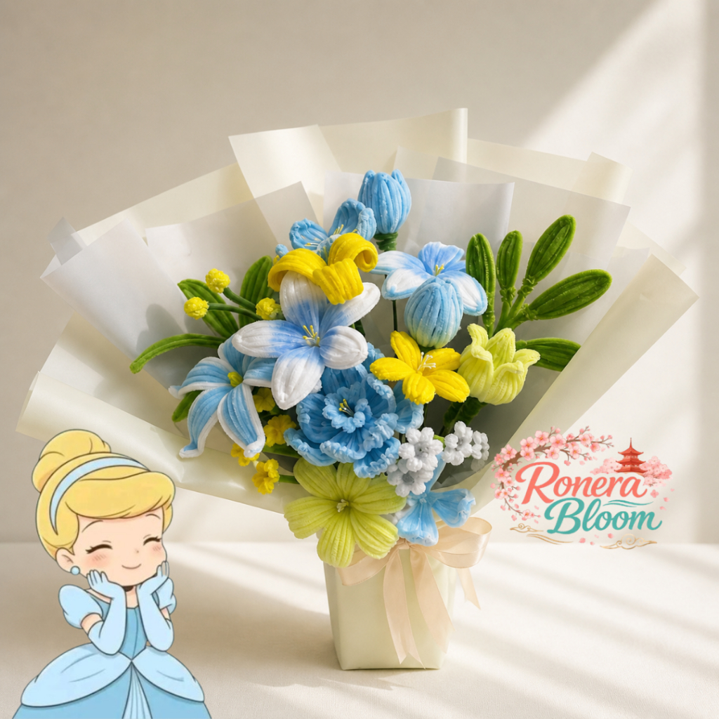 Bouqet Bunga Kawat Bulu Cinderella Handmade