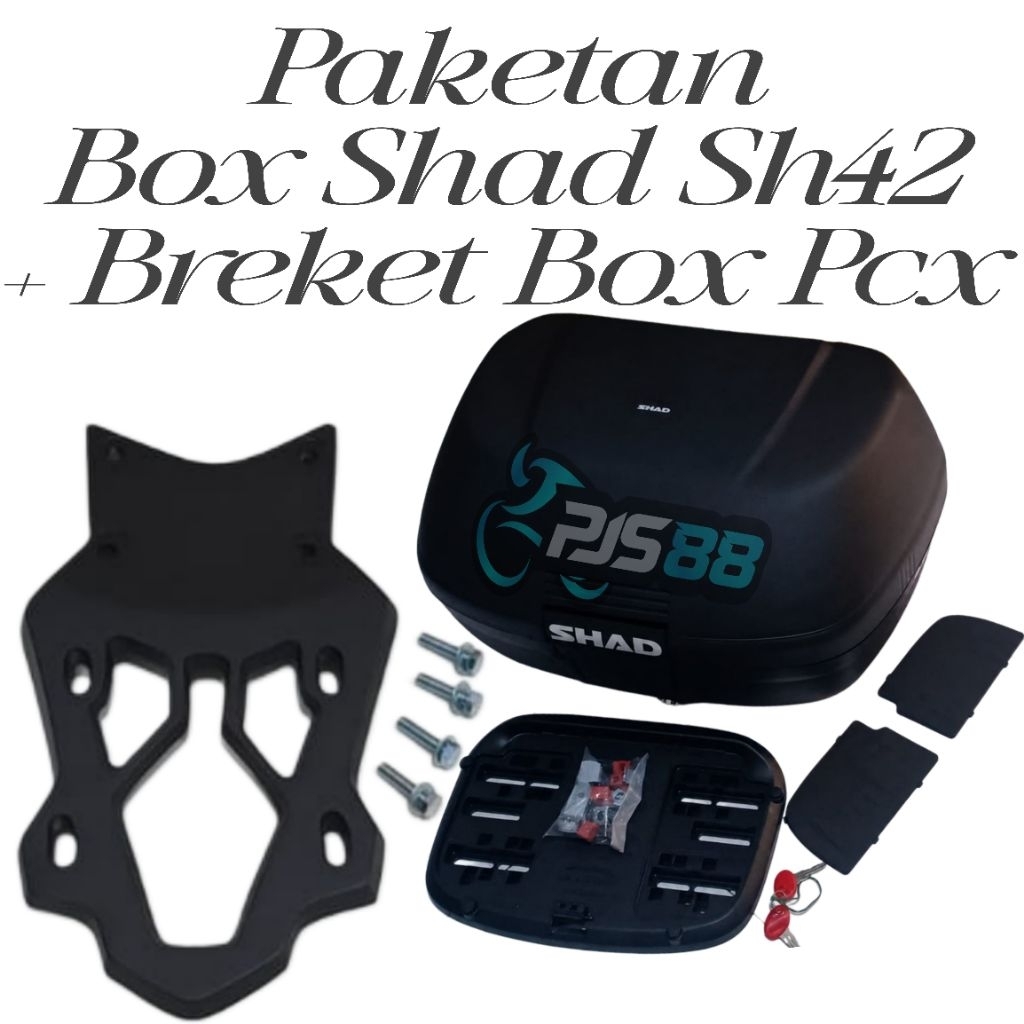 Paket Komplit Box Shad Sh42 + Sandaran Shad + Bracket Breket Box Pcx 160 & Pcx 150