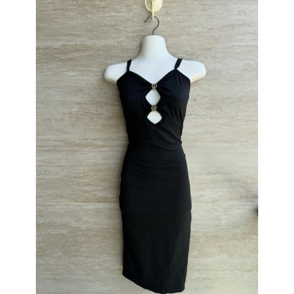 black gold chain dress