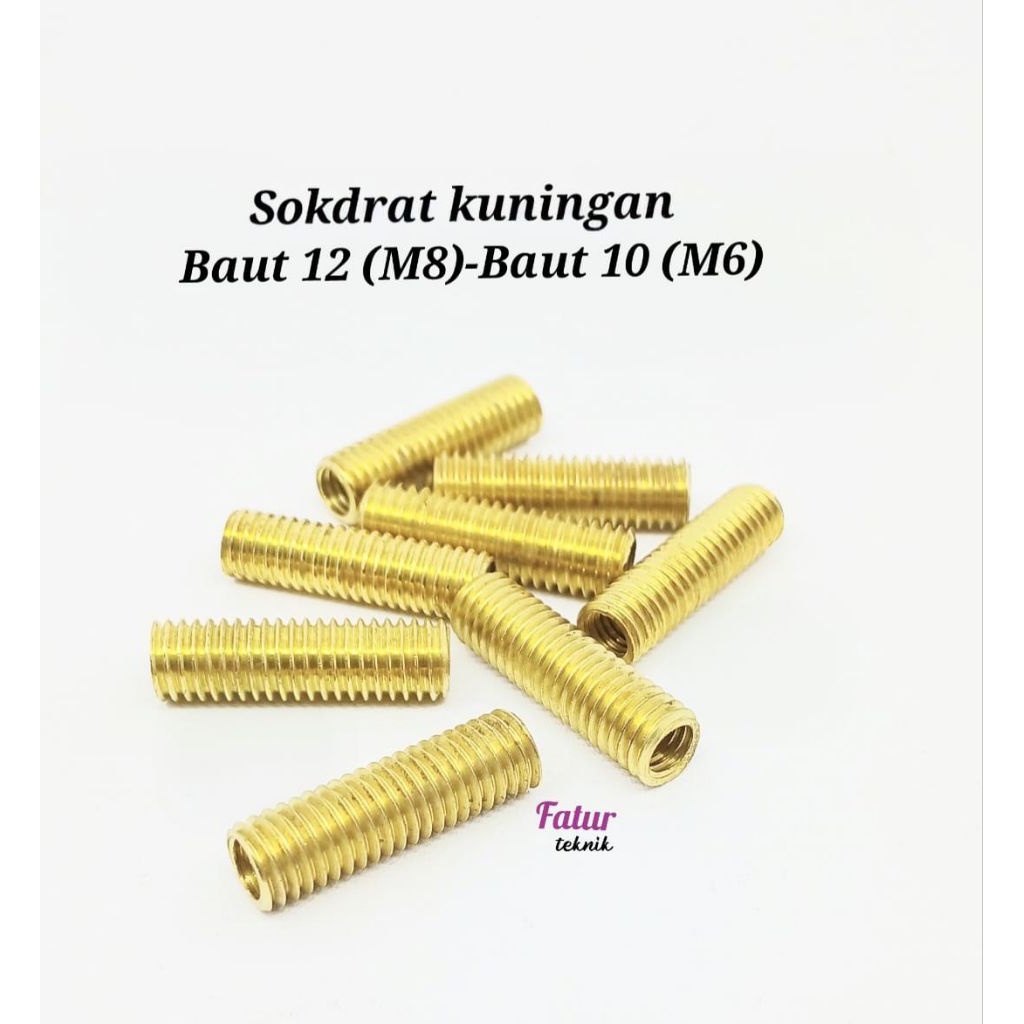 Sok drat M8 ke M6 Kuningan Sok Drat Blok mesin