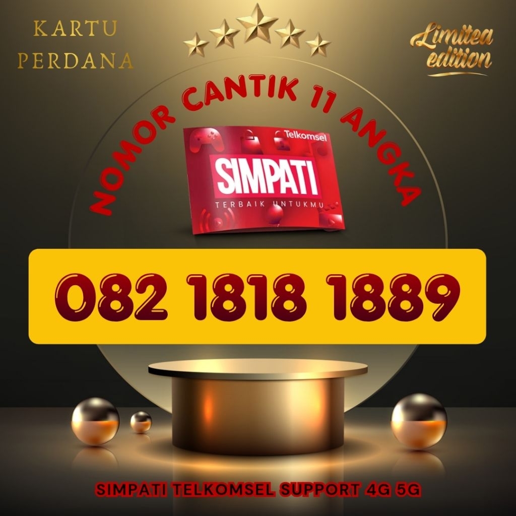 NEW 1818 Nomor Cantik Simpati 11digit 11angka 4G 5G Telkomsel Simpati 3G 4G 5G Kartu Perdana Telkoms