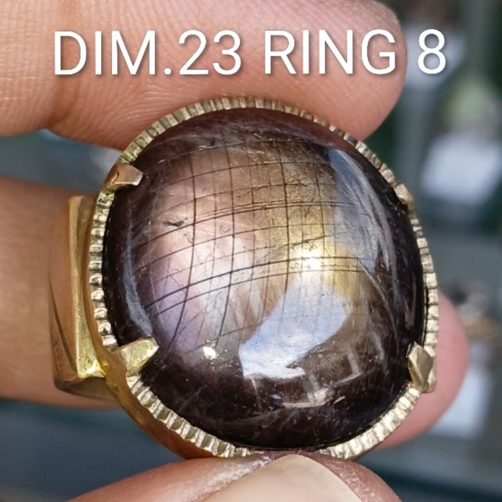 NATURAL STAR BLACK SAPPHIRE SAFIR STAR JUMBO RING KOIN HANDMADE