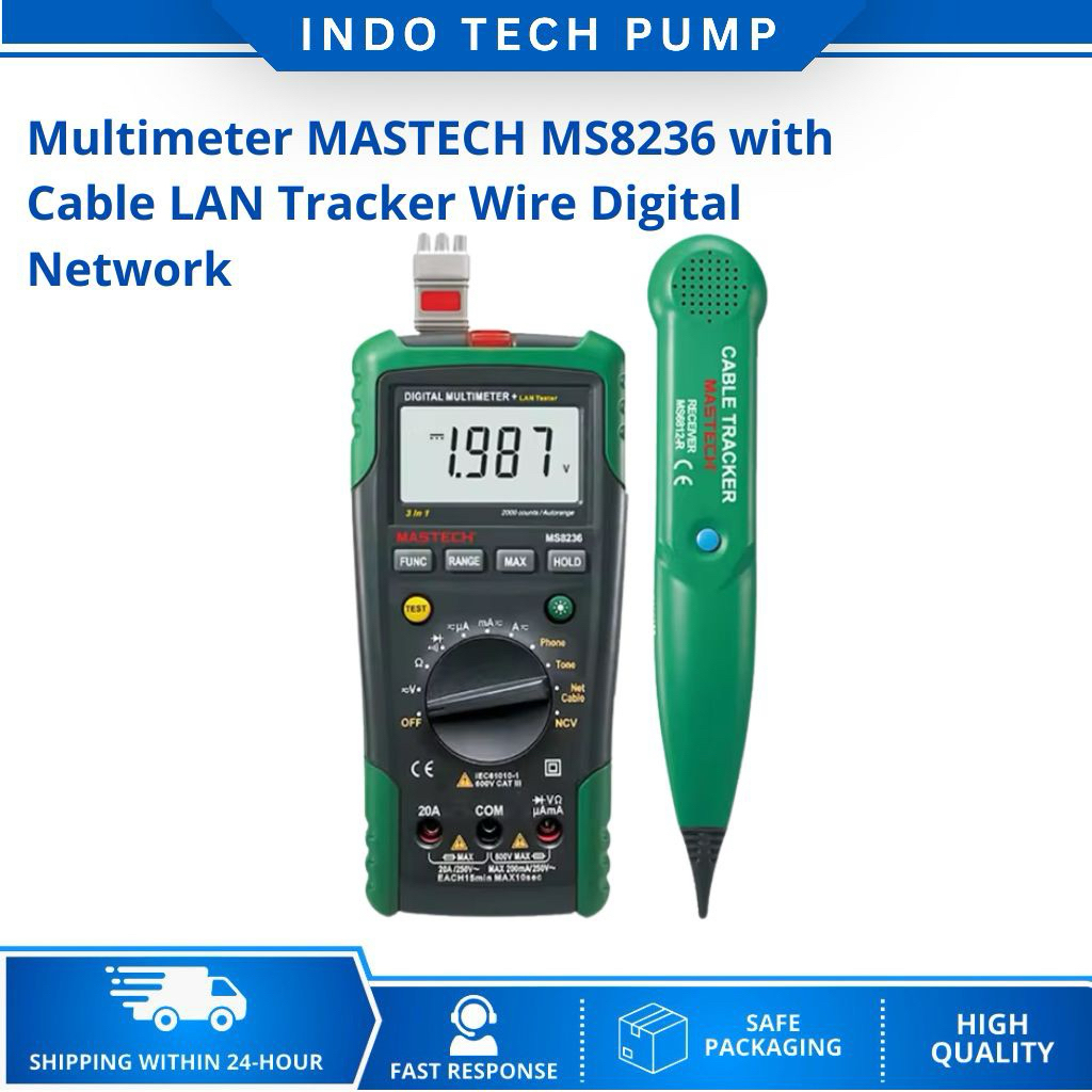 Multimeter MASTECH MS8236 with Cable LAN Tracker Wire Digital Network