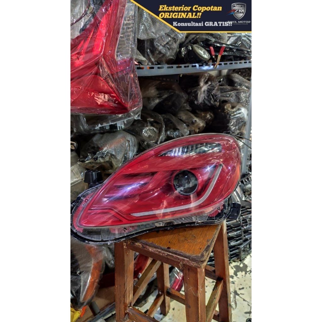 Headlamp lampu depan brio RS 2014 2015 2016 2017 2018 costum kacamata merah