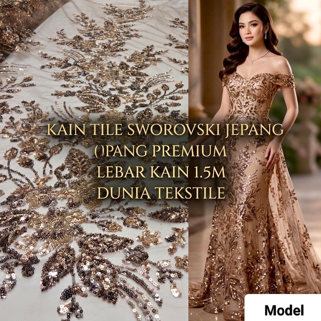 Kain tile Payet sworovsky jepang premium/Kain tile sworovski jepang mewah