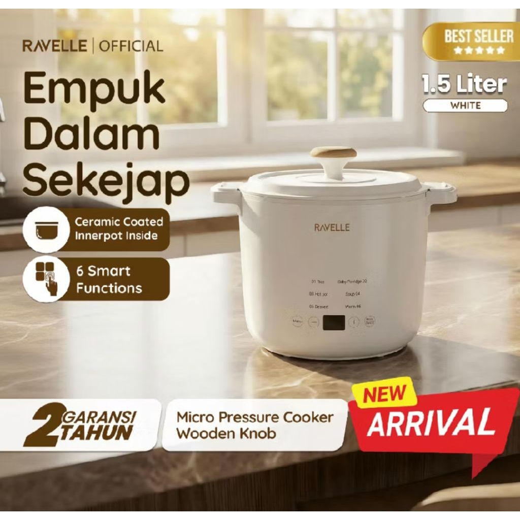 RAVELLE Panci presto listrik panci listrik low Watt anti lengket