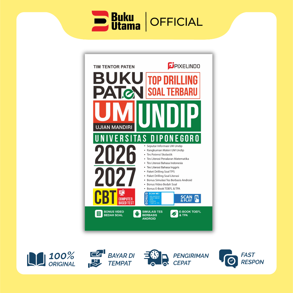 BUKU UTAMA Buku Paten Drilling Soal UM UNDIP (Ujian Mandiri Universitas Diponegoro) 2026/2027