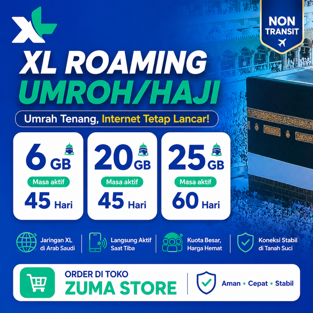 Paket Data Internet XL Roaming Plus Umroh Haji Full Kuota Murah