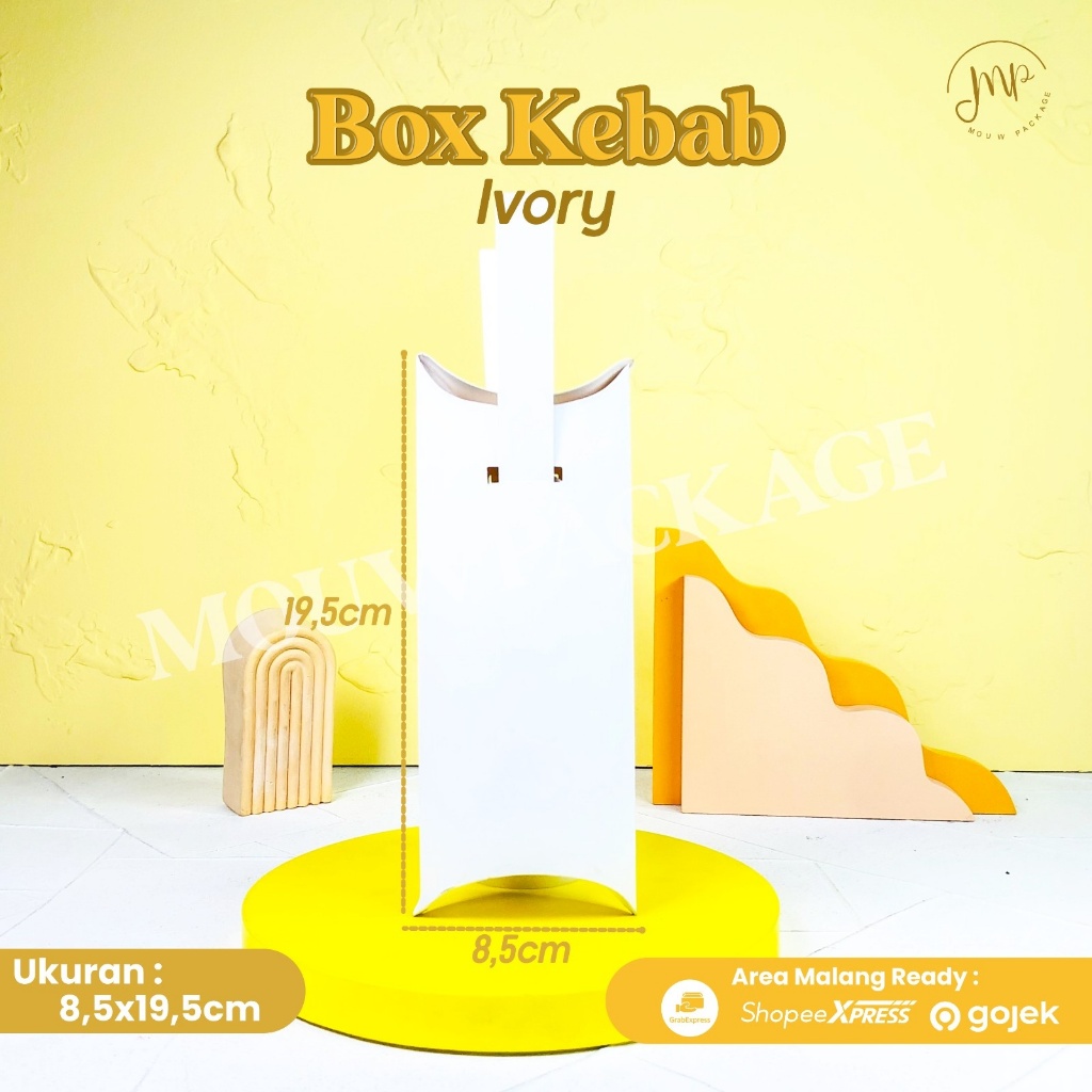 BOX KEBAB / KEMASAN KEBAB IVORY DILENGKAPI TALI / DUS KEBAB PUTIH POLOS