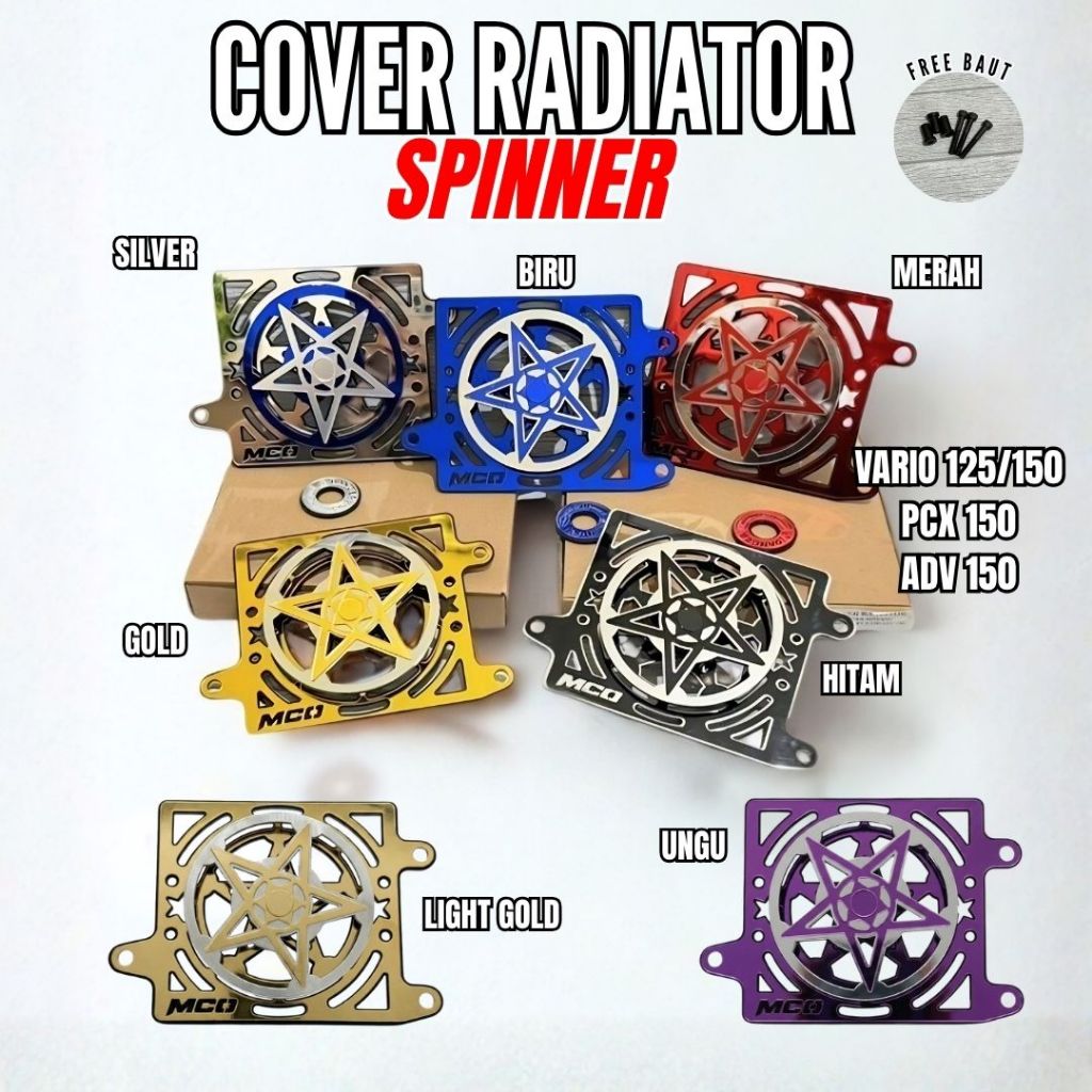 COVER RADIATOR PCX150 VARIO125/150 PCX150 KIPAS SPINNER MODEL BINTANG BAHAN AKRILIK AKSESORIS TUTUP 