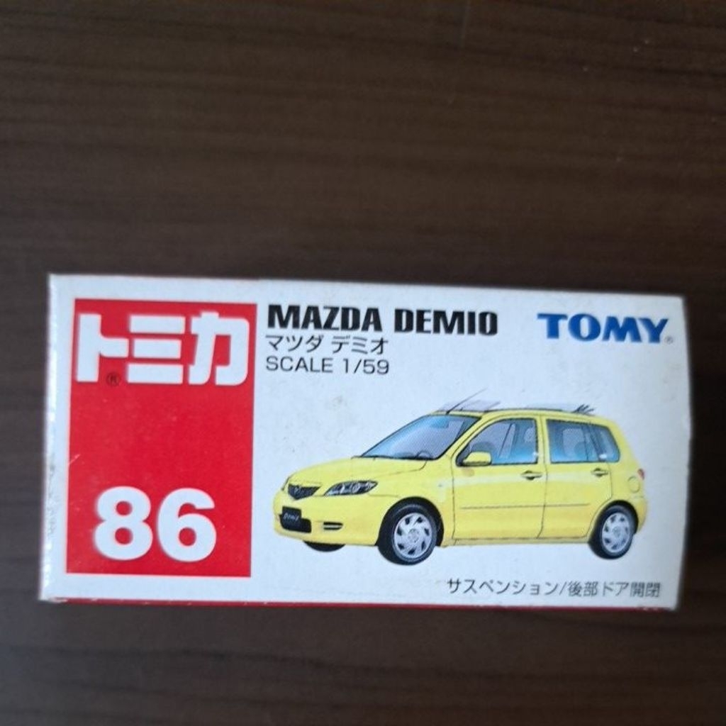 Tomica no 86 Mazda Demio yellow Tomy biru blue