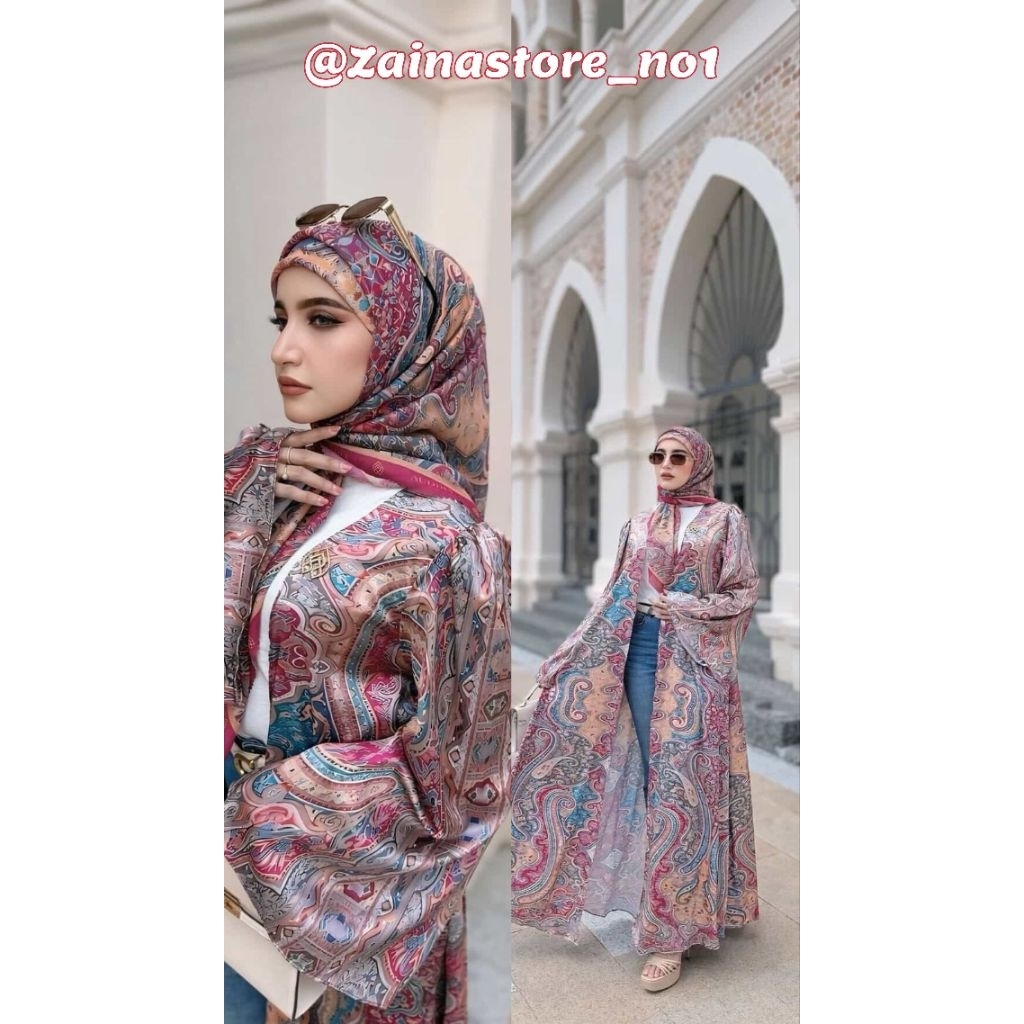Audiba Abaya Kashsmir Set Hijab Pashmina Cashmere Turki  Ori Long Tunik Muslim Remaja Batik Wanita M