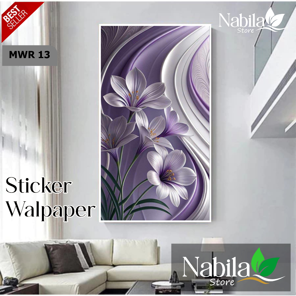 WALPAPER STIKER LUKISAN DINDING DECORASI AESTHETIC MOTIF 3D BUNGA MAWAR