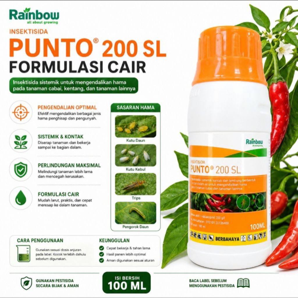 Punto Imidakloprid 200 SL | Formulasi Cair Membasmi Kutu-kutuan Pada Tanaman Kemasan 100 ml