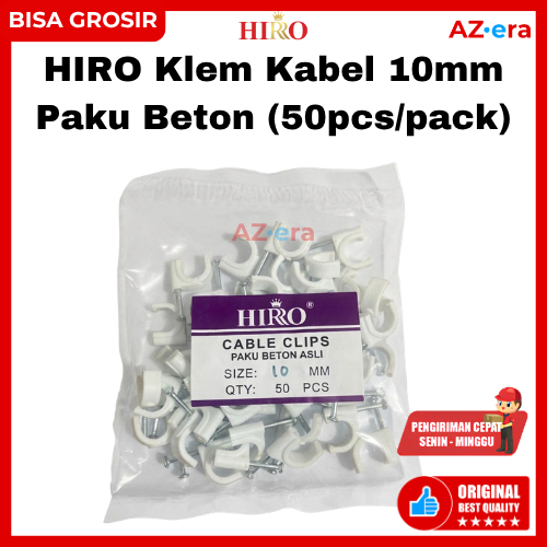 Klem Kabel 10mm HIRO Paku Beton Isi 50pcs Cable Clip Penjepit Kabel Dinding