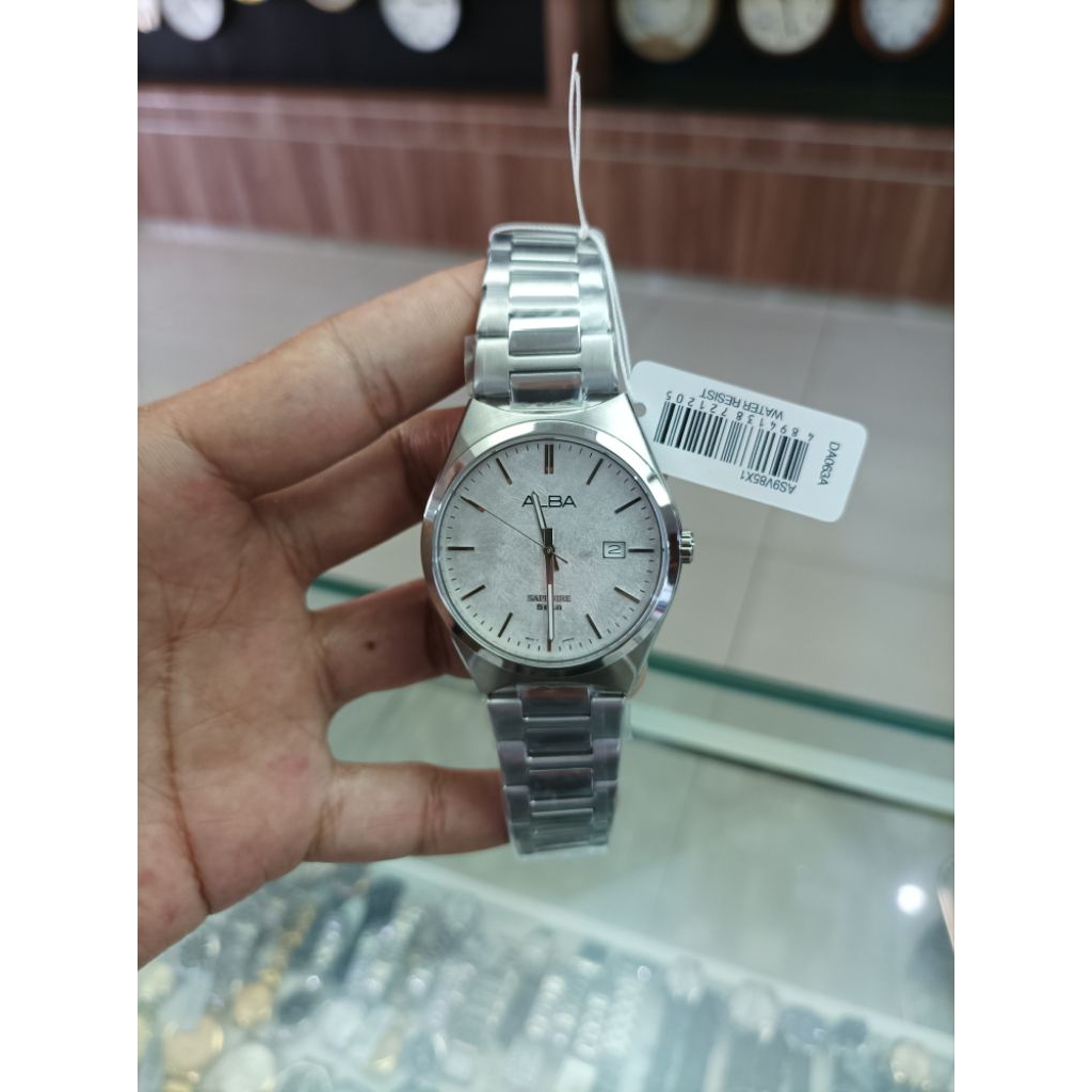 Jam Tangan Pria Alba AS9V85X1 Men Sapphire Silver Dial Stainless Steel Strap
