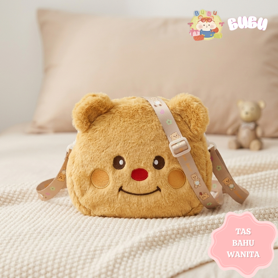 BUBU Tas Bahu Wanita Plush Premium Kapasitas Besar Kualitas Premium Bulu Super Halus
