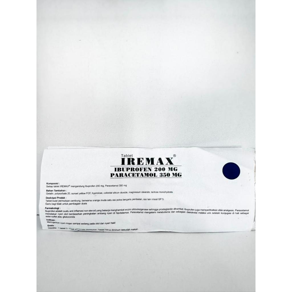 IREMAX (IBUPROFEN DAN PARACETAMOL) PER STRIP UNTUK MEREDAKAN DEMAM DAN NYERI