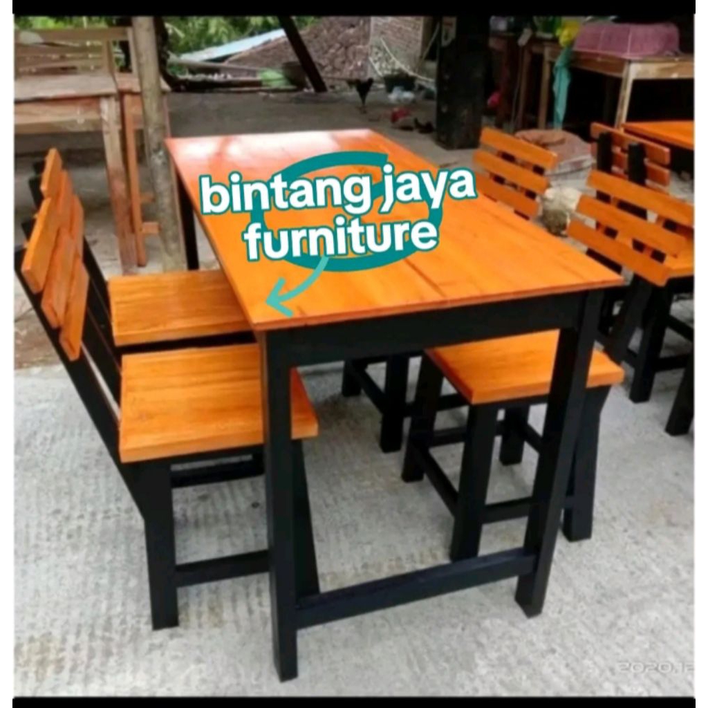 meja makan cafe resto+4 kursi sender