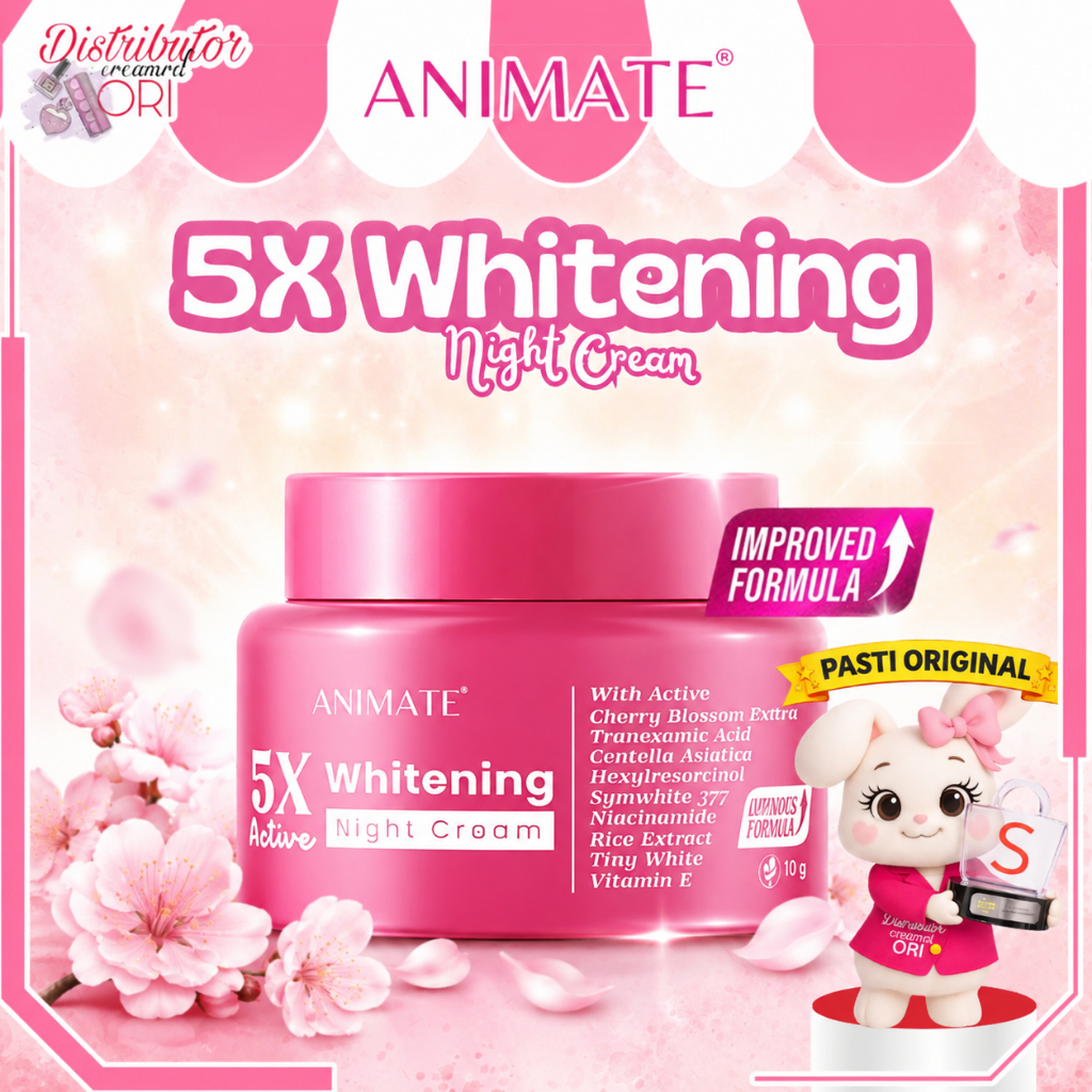 Animate Cream 5x Active Whitening Night Cream 10g - Skincare Pencerah Wajah