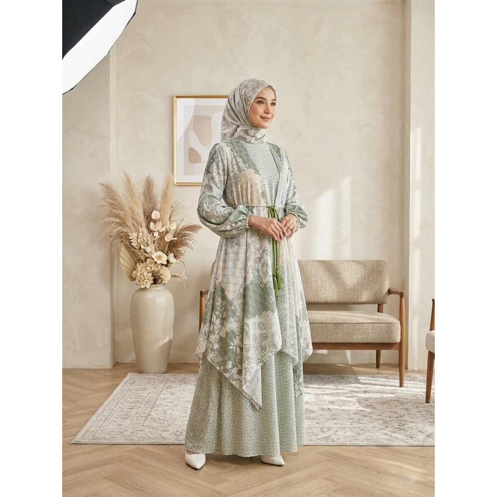RUMI - Dress Set Hijab Gamis Set Hijab Outer Lepas Gamis Viral Gamis Outer