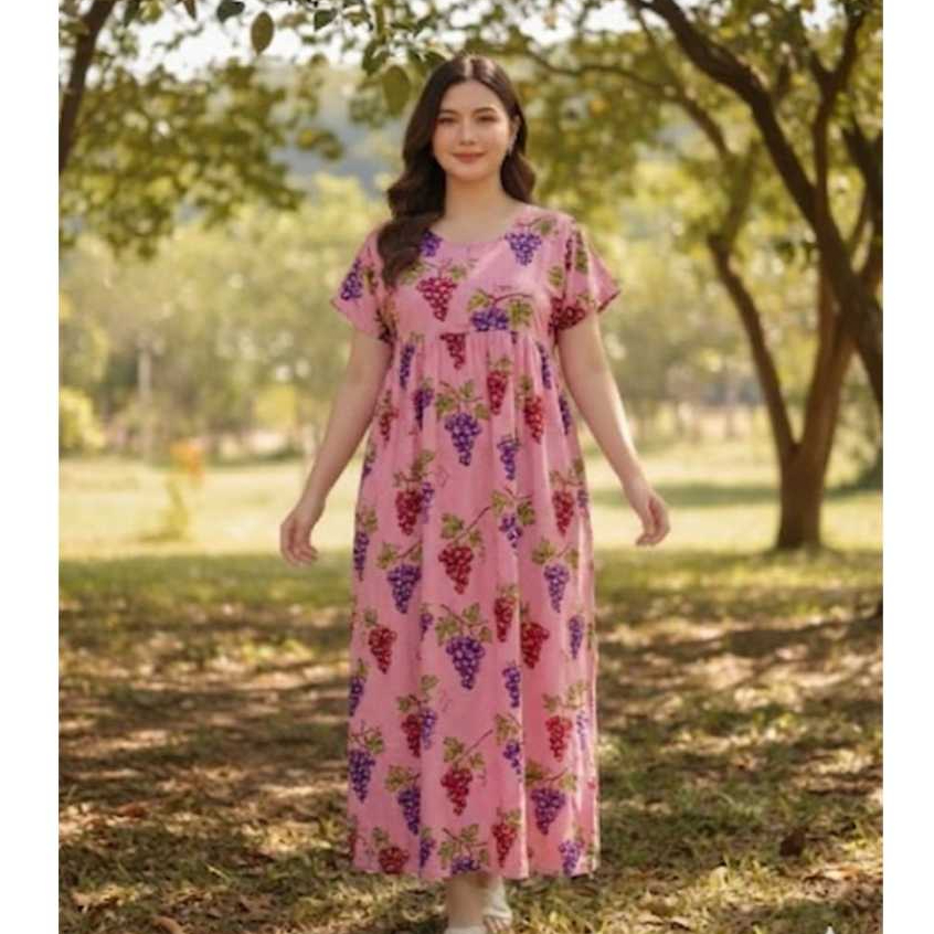 Daster Bali Jumbo Bahan Polimicro Adem LD 120-140 Lengan Pendek Busui Friendly