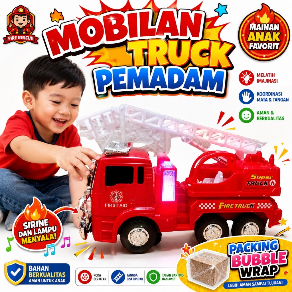 MAINAN MOBILAN PEMADAM KEBAKARAN BUMP AND GO MAINAN MOBIL PEMADAM KEBAKARAN