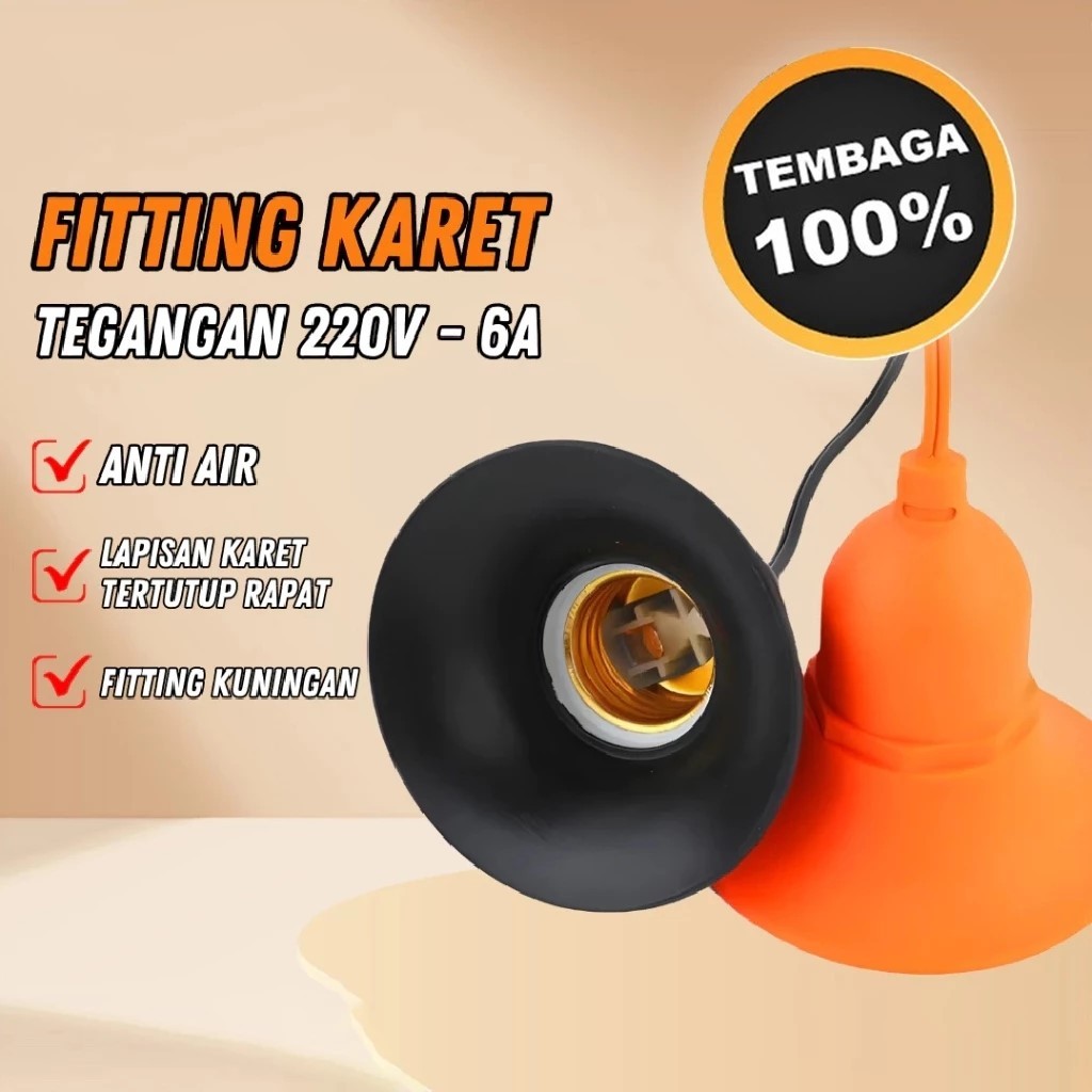 Fitting Lampu Gantung Anti Air Waterproof Outdoor Karet E27  Fitting Gantung Anti Air