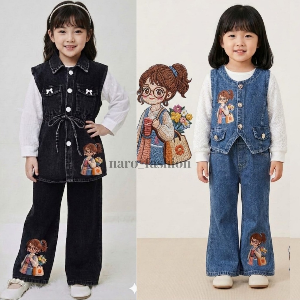 SET JEANS SULTAN ANAK PEREMPUAN USIA 3-10 TAHUN  SETELAN IMPOR ANAK JEANS PREMIUM /BAJU ANAK VIRAL K