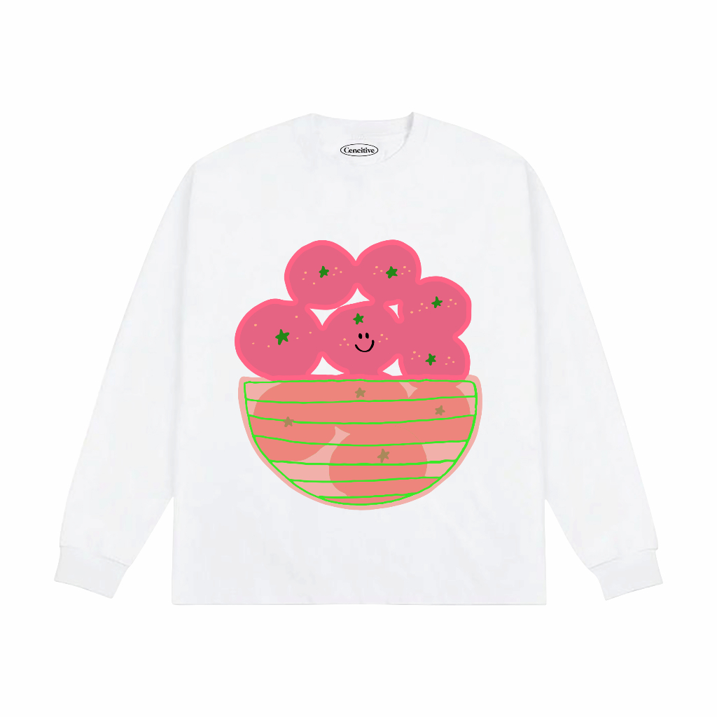 TS-Cencitive Tomato Pnk Longsleeve White