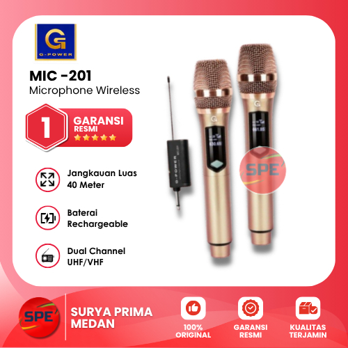 MIC WIRELESS GOLD G-POWER MIC-201 / MIC201 GARANSI RESMI (MEDAN)