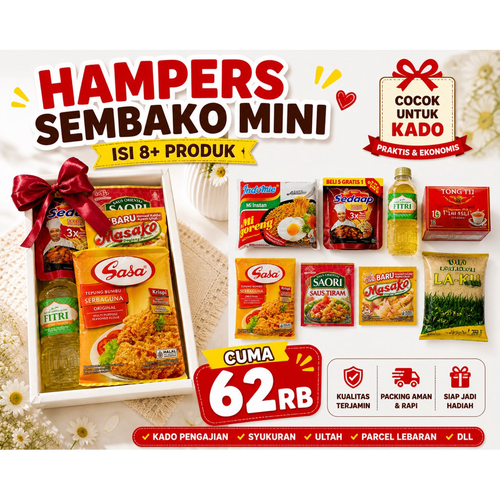 Hampers Sembako Mini - Parcel Murah Isi Lengkap - Hadiah Lebaran Pengajian Hajatan