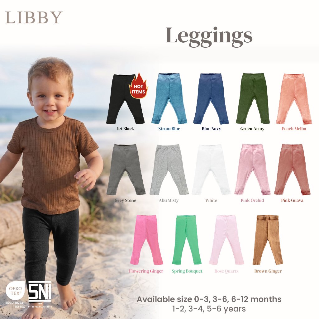 LIBBY Earth Legging Bayi & Anak Laki-laki / Perempuan (1PCS) - Legging Bayi & Anak Unisex 0-6 Tahun