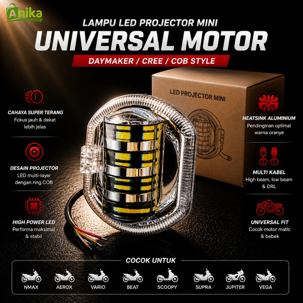 Lampu LED Projector Mini Universal Motor