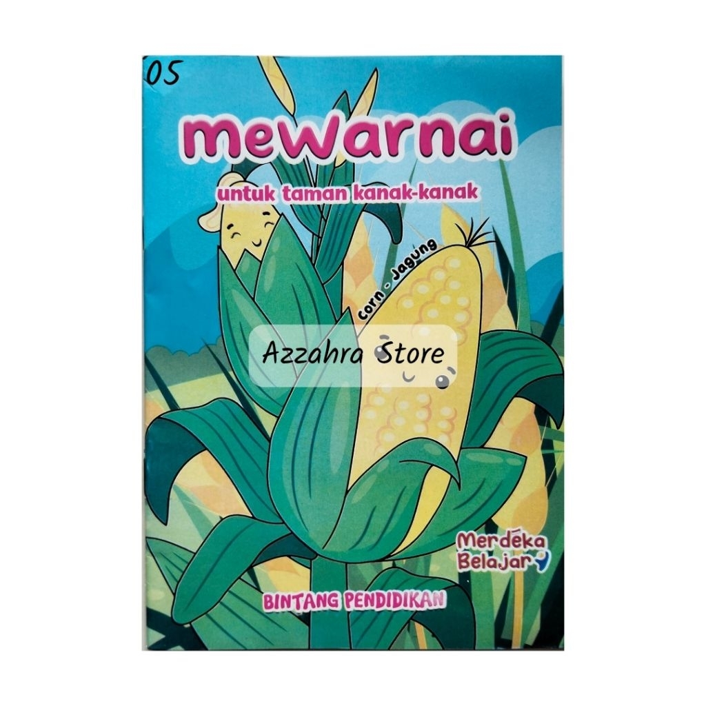 Buku Anak TK Paud Mewarnai Gambar Jagung Bintang Pendidikan