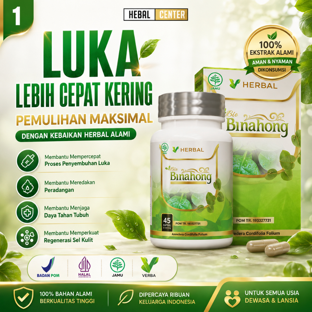 Kapsul Binahong Obat Pengering dan Penghilang Bekas Luka Paska Operasi Asli 45 Kapsul