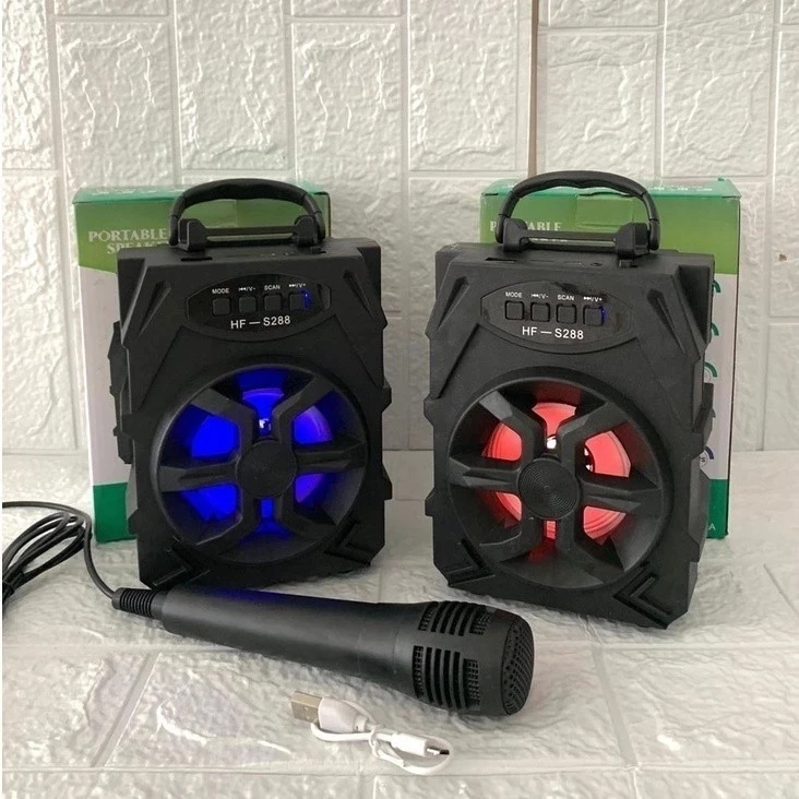 Speaker Bluetooth HF-S288 Wireless Portable Karaoke Speaker + Mic