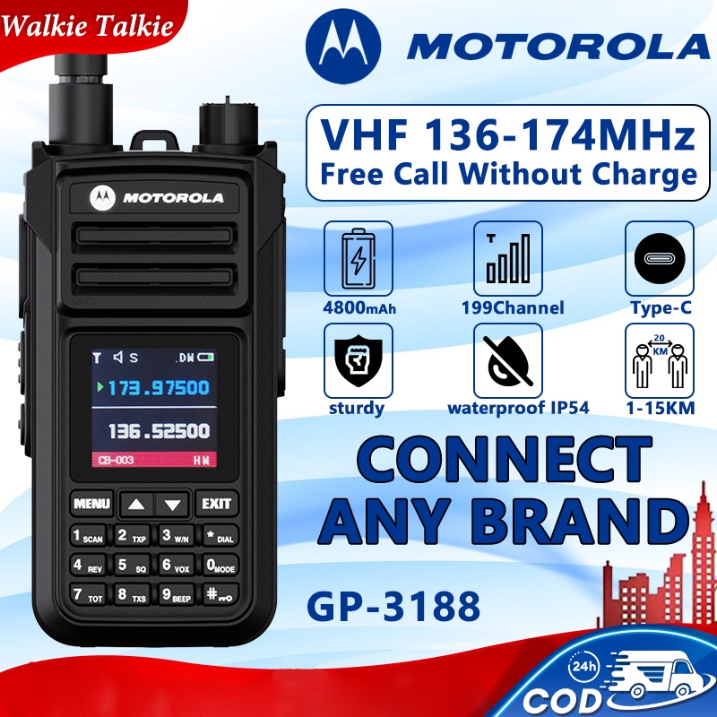RESDEKAH - Lifetime Warranty HT Motorola GP3188 Walkie Talkie Jarak Jauh 20KM Two Way Radio VHF
