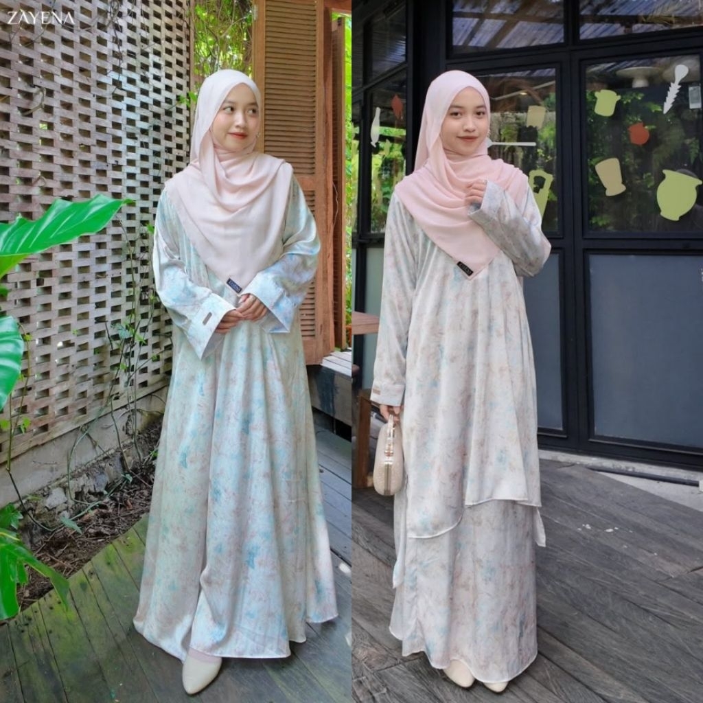 ZAYENA - Arunika Abaya dan Tunik One Set Armani Silk Premium Motif | Arunika Series Lebaran 2026