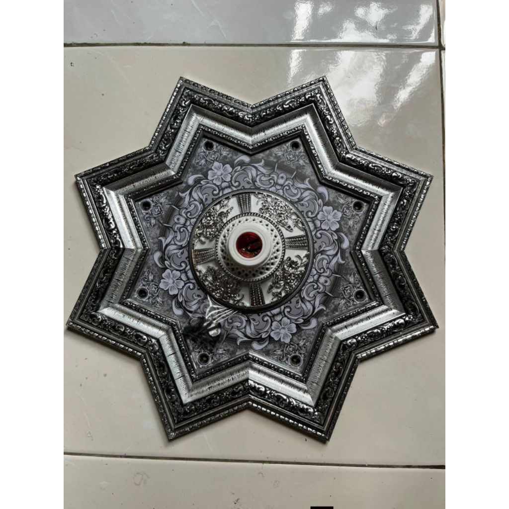 Ornamen plafon/fitting lampu/ornamen pigura 45x45cm segi bintang