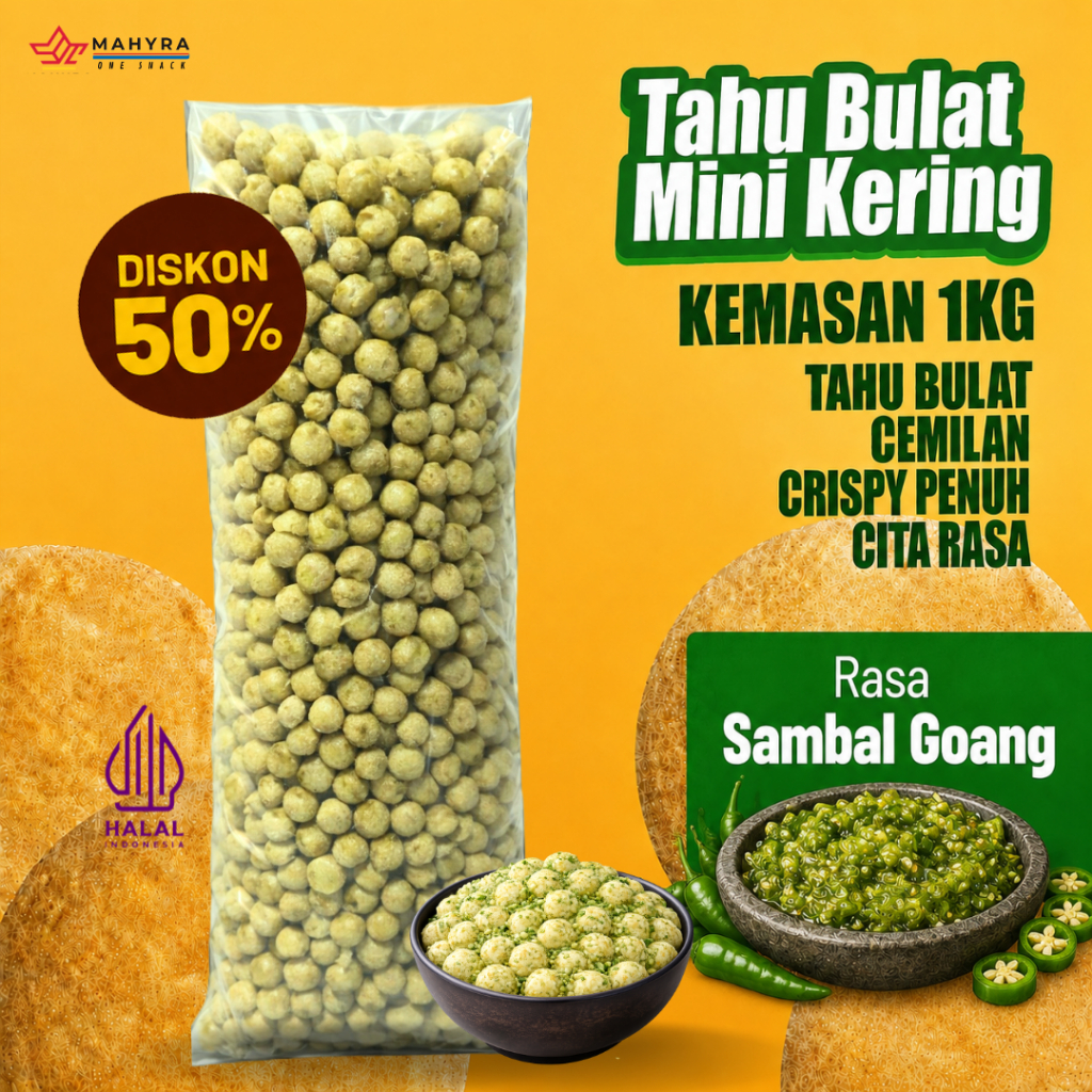 Tahu Mini Kering Sambal Goang 1000 Gram (1KG) Pedas Manis Gurih