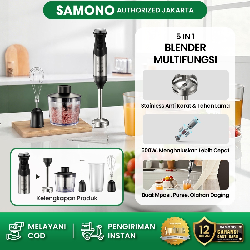 TERBARU  PHLOX - Hand Blender SAMONO Alat Pelumat Makanan MPASI Bayi Blender Tangan Multifungsi